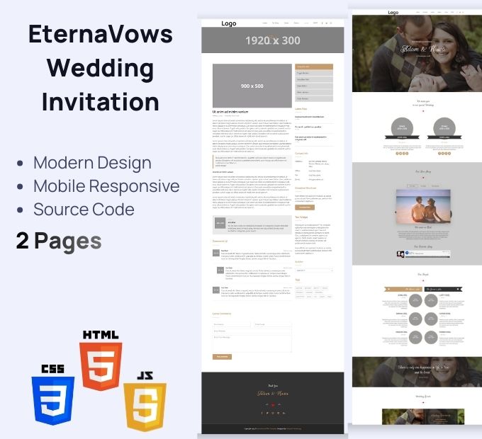 EternaVows – 婚礼邀请函 基础 HTML 模板