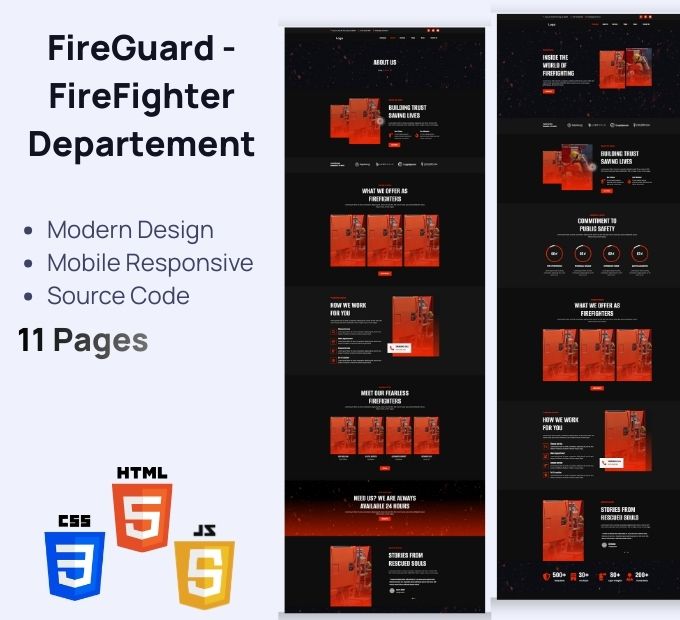 FireGuard – 消防员与消防部门 高级 HTML 模板
