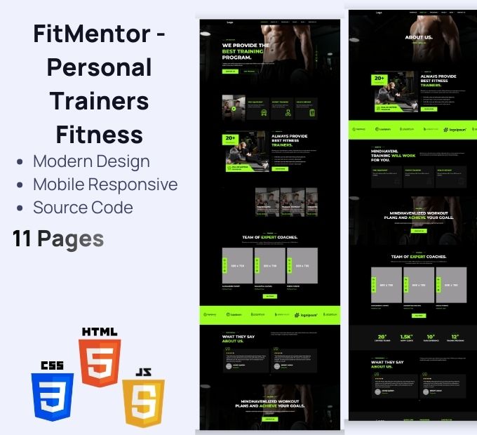 FitMentor – 私人教练与健身 高级 HTML 模板