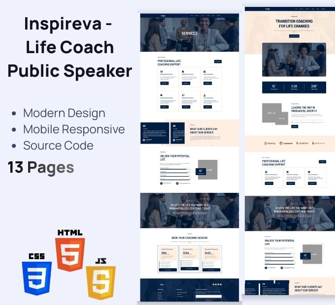 Inspireva – 人生教练与公众演讲 高级 HTML 模板