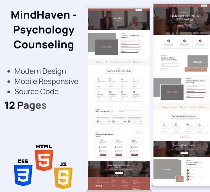 MindHaven – 心理学与咨询 高级 HTML 模板