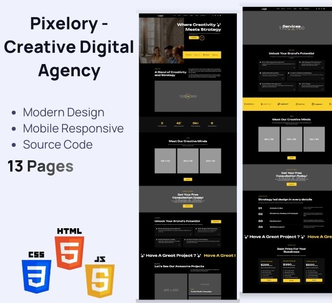 Pixelory – 创意数字机构 高级 HTML 模板
