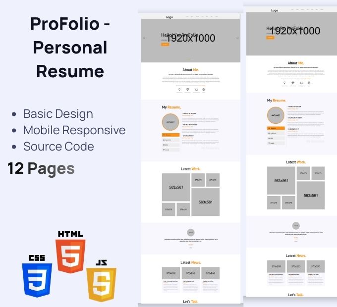 ProFolio – 个人简历 高级 HTML 模板