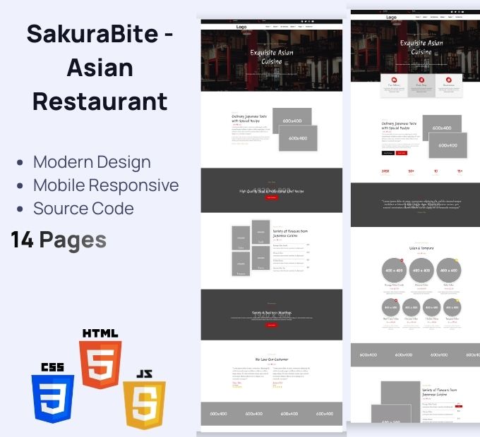 SakuraBite – 亚洲餐厅 基础 HTML 模板