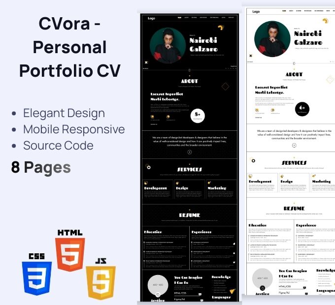 CVora – Portfolio Peribadi & CV HTML Elegan
