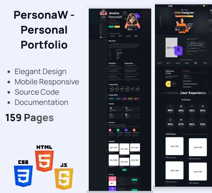 PersonaW – Pek Portfolio Peribadi HTML