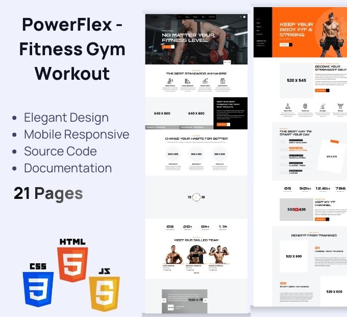 PowerFlex – Gim Kecergasan & Senaman HTML Elegan