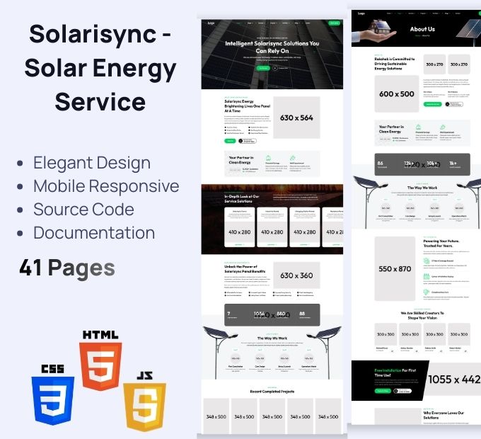 Solarisync – Perkhidmatan Tenaga Solar HTML Elegan