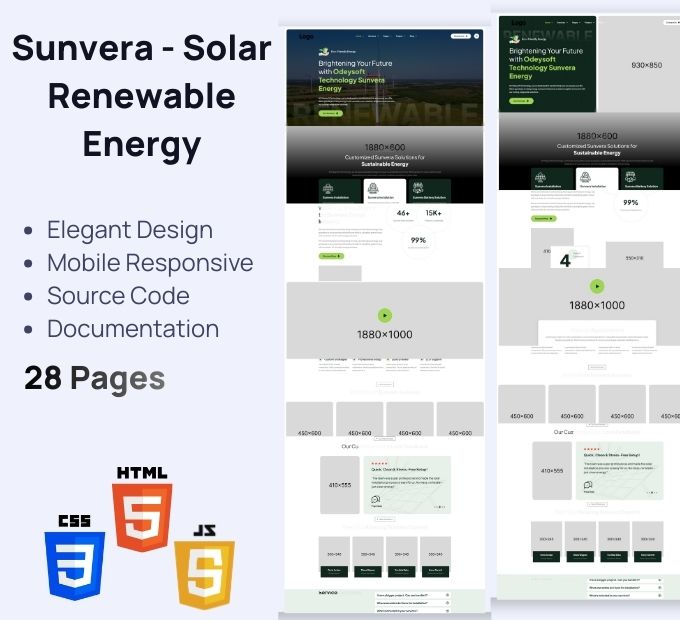 Sunvera – Tenaga Solar & Boleh Diperbaharui HTML Elegan